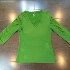 Caslon Green 3/4 Sleeve Tee V Neck Size S
